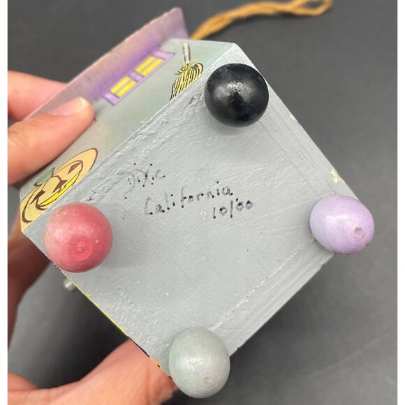 Vintage Halloween Decor Ornament Bird House Artisan Made Signed Dixie California - Picture 7 of 9